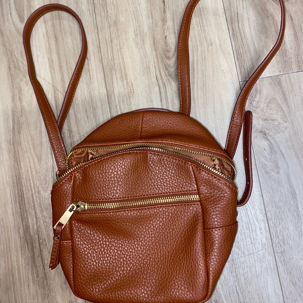 super cute brown leather mini bag